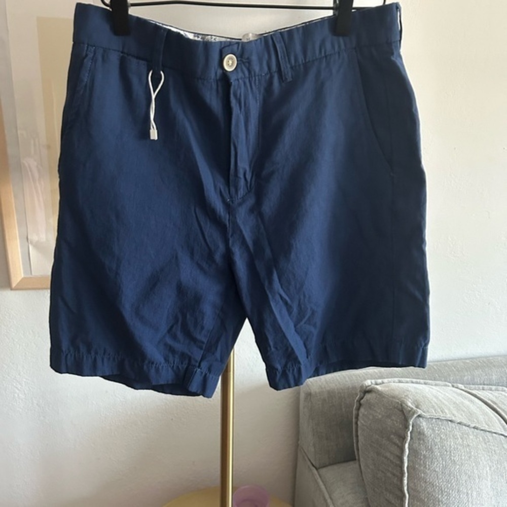 Zara Mens Blue Coastal Nautical Preppy Shorts Old Money Summer Vacation Size 31